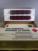ARISTO BACHMANN gauge I twin intermodal containers and wagons, set in original box and packaging,