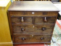 A VICTORIAN MAHOGANY CHEST OF TWO SHORT OVER TWO LONG DRAWERS with cockbeaded edging, ivory