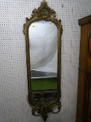 A 19th CENTURY GILT DECORATED GIRANDOLE MIRROR with applied upper and lower floral swags and