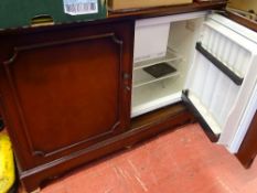 Polished wood cabinet with Electrolux RA212 fridge E/T
