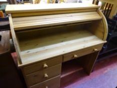 Modern pine roll top desk