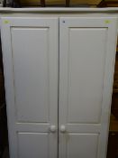 Painted pine wardrobe and a three drawer bedside chest