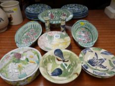 Selection of hand painted Continental style pottery and porcelain