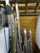 Parcel of various stepladders including a two section wooden ladder etc
