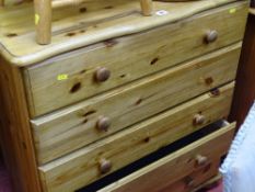 Modern pine five drawer chest