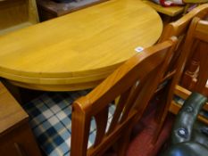 Modern light wood foldover 'Julian Bowen' circular breakfast table and four matching check