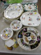 Quantity of early mainly hand painted tableware by Dresden pottery and others