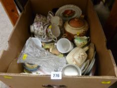 Box of mixed porcelain, glassware, stein etc
