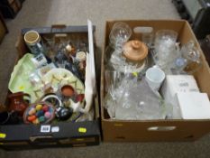 Two boxes of mixed glassware and crockery etc