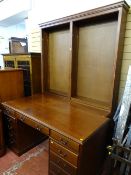 Large modern bookcase with cupboard base and a matching twin pedestal kneehole desk