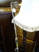 Turned column standard lamp with shade and another brass effect E/T