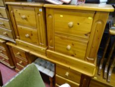 Pine six drawer dressing table and stool and a matching pair of two drawer bedside chests