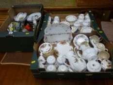 Three boxes containing good quantity of miscellaneous porcelain, Royal Albert 'Old Country Roses'