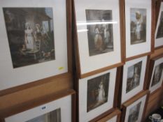 Series of ten neatly oak framed Hogarth prints