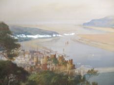 JOHN SHAPLAND watercolour - expansive Conwy scene, painted from the Valley side to include the