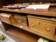 Three wooden workboxes