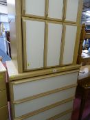 Parcel of three wood and white finished bedroom drawers
