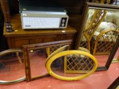 Parcel of five various shaped and sized bevelled edge mirrors