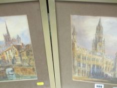 NEVIL? watercolours, a pair - cityscapes, Brussels and Amiens, 27 x 18 cms