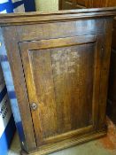 Oak single door wall hanging corner cupboard