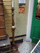 Wooden turned column standard lamp A/F