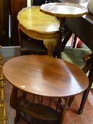 Piecrust half moon hall table, nest of three tables, tabletop magazine rack and a barley twist