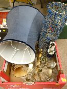 Quantity of vintage and other wall and table lamps along with a quantity of hunt decorated