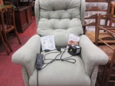 Luxury Lift green coloured rise and recline armchair E/T