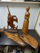 Pitcairn carved fish and other treen ware