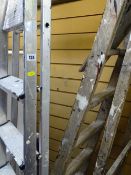 Metal stepladder and a wooden stepladder