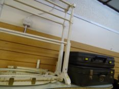 White painted maiden and vintage luggage etc