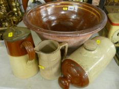 Quantity of vintage stoneware containers and a bowl