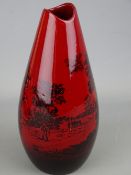 Royal Doulton flambe vase, marked to the base 'Woodcut 1613', 16 cms high