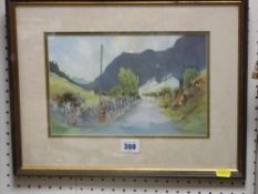 G V GADD watercolour - Blaenau Ffestiniog label verso, signed, 18 x 27 cms