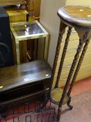 Tabletop magazine rack, barley twist column two tier planter stand, modern two tier metal finished