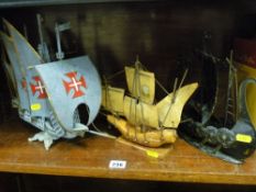 Three ornamental model ships