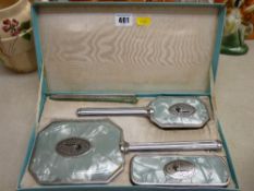 Cased vintage chrome dressing table set