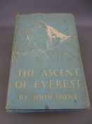 Book titled 'The Ascent of Everest' by John Hunt, signed first print with dust jacket