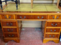 Yew effect reproduction twin pedestal desk