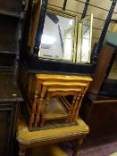 Two tier coffee table, nest of three tables, occasional table and a triple mirror (a parcel)