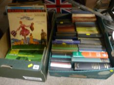 Box of vintage books, LP records etc