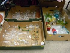Three boxes of drinking glassware, overlaid glassware etc