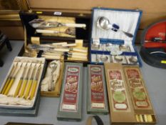 Selection of boxed EP and stainless steel table cutlery