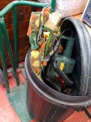 Metal sack truck, plastic waste bin and contents of camping chair, Black & Decker trimmer etc E/T