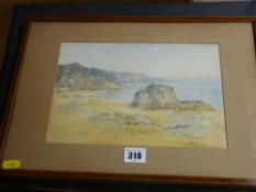 A M BOWEN watercolour - Tenby coastal scene, 18 x 26.5 cms