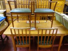 Mackintosh style extending table with six (four plus two) chairs