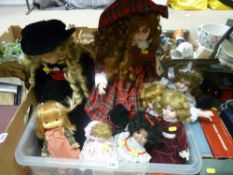 Crate of ornamental dolls