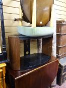 Drop leaf dining table with pad feet, modern TV stand, stool, occasional table (a parcel)