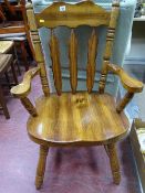 Oak farmhouse elbow chair
