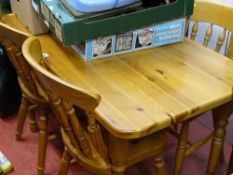 Pine breakfast table and four chairs